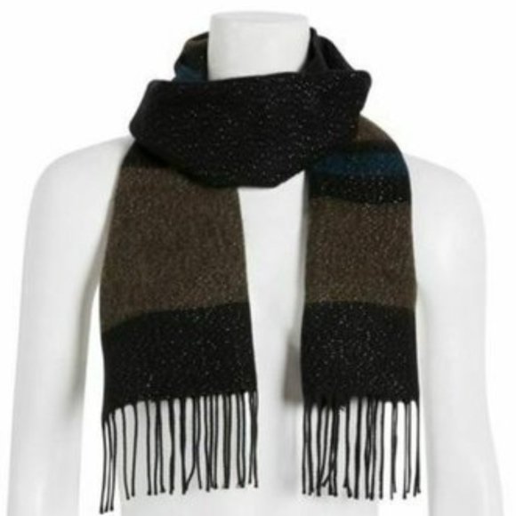 Steve Madden Lurex Striped Muffler Scarf - Picture 1 of 5